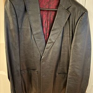 Men's Black faux leather Blazer